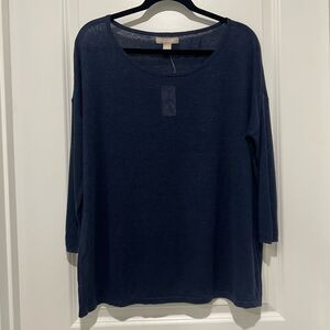 Banana Republic Lightweight Linen Blend Pullover in Navy Dropped Shoulder Size L